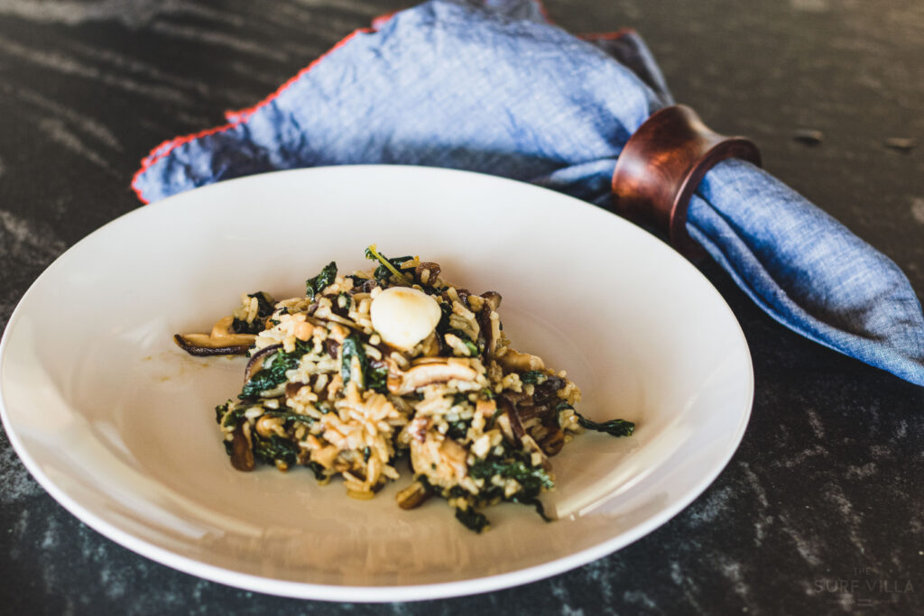 picture of mushroom and wild rice stir-fry as a postpartum meal 