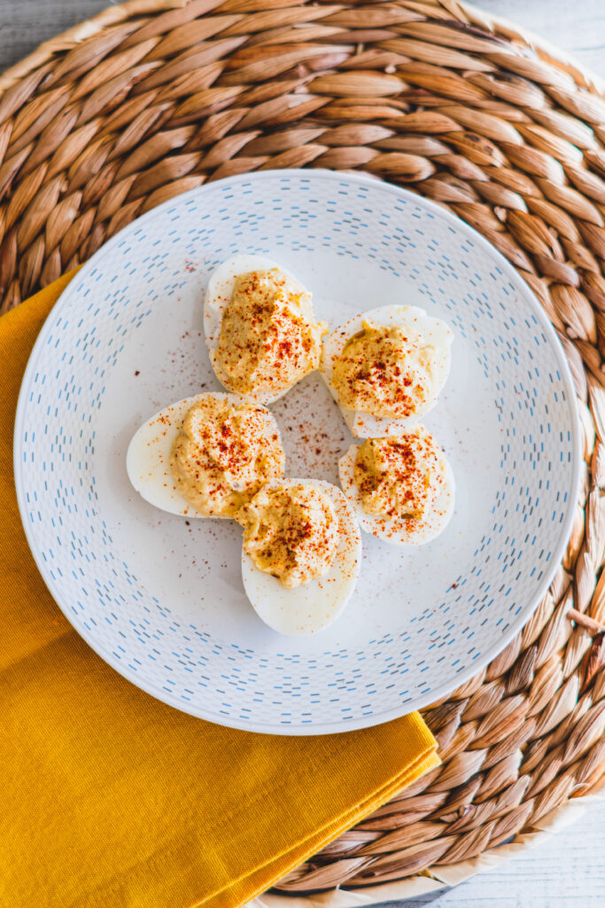 picture of deviled eggs for postpartum nutrition 